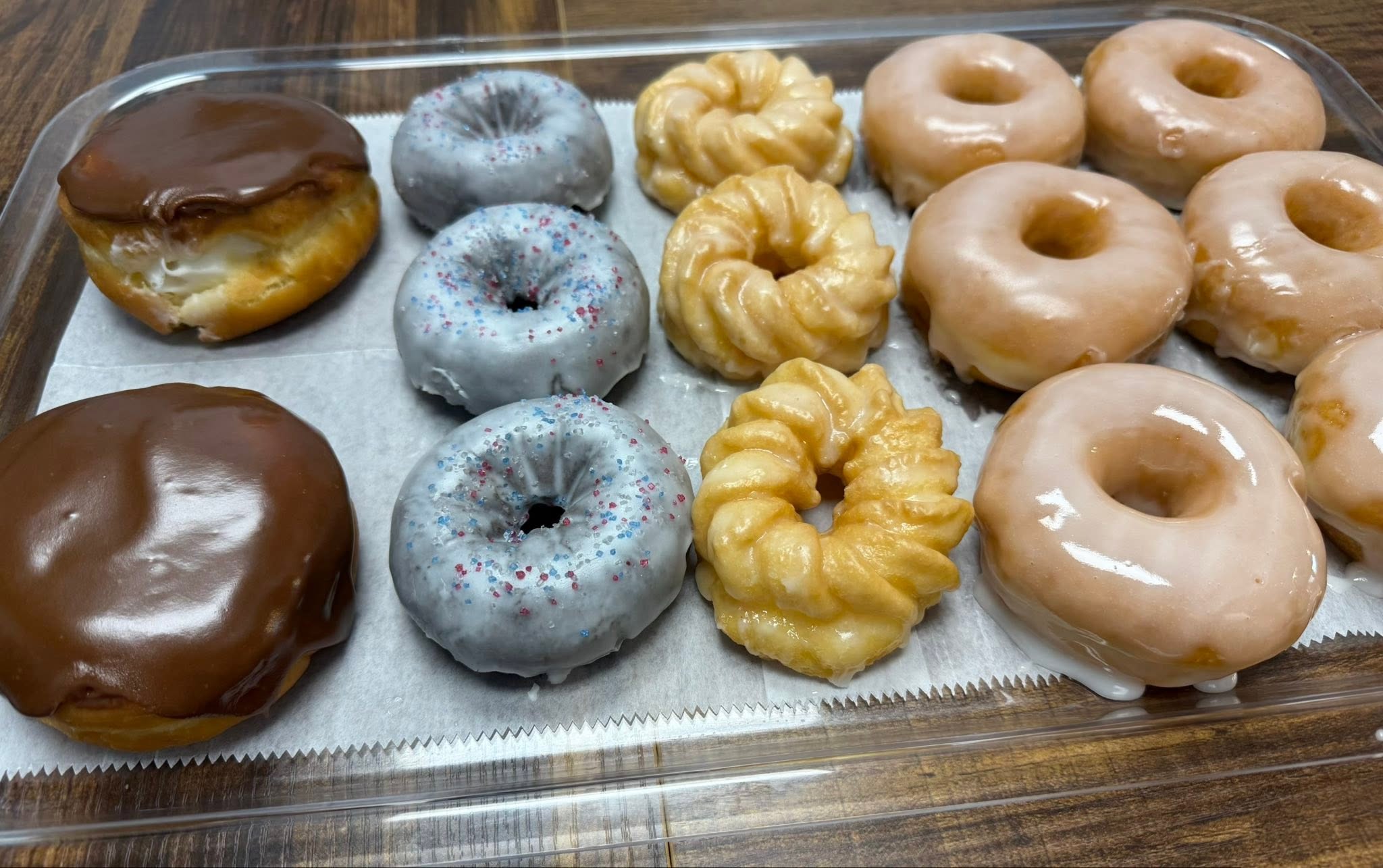 selection of fresh donuts available at the cafe